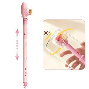 Purbliss 텀블러세척솔 물병세척솔 실리콘 텀블러 세척솔 젖병세척솔 길이조절세척솔, 1개, 핑크
