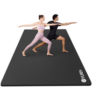 유렌 요가매트 10mm 대형 운동매트 130x200cm 미끄럼방지 2인용 NBR 헬스매트, 블랙, 1개