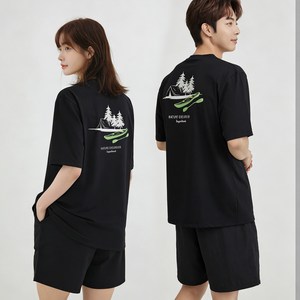 슈가비치 남녀공용 반팔 래쉬가드+보드숏 상하세트 BH618 비치웨어 수영복