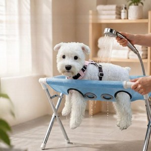 해피유통 소형견 전용 접이식 애완동물 샤워대 강아지 목욕 지지대, 1개, 우수 등급 소재(8kg 이하 반려동물)
