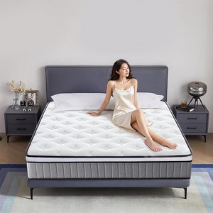 Backri 경추와 요추 삼중 지지독립 스프링 매트리스 강력한 요추 지지 허리에 좋은 단단한 매트리스침대, 회색, 25cm