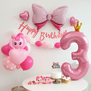 이벤트홀릭 캐치티니핑 하츄핑 풍선 생일파티세트, 숫자풍선 3