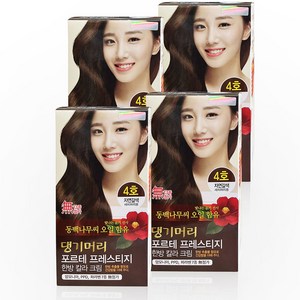 댕기머리 포르테 한방칼라크림 염색약, 자연갈색, 4개