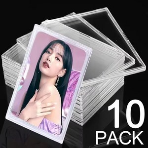 투명 포토카드 하드케이스 스탠드 포함 포카 전시 보관 케이스 세트, 10매, 투명한