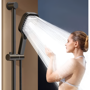 대형 3단 수압상승 모터내장형 샤워기 헤드, 1개, 엘레강스블랙