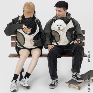 [CYLIFE] 사계절 반려동물 외출 앞가방 강아지 고양이 포대기 프론트백 애견 이동가방 슬링백 소형견 통풍외출가방, 베이지, 1개
