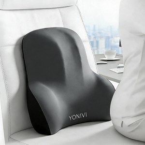 YONIVI 의자 등받이 쿠션 편안한 사무실 바른자세 등받이 허리 쿠션 바른자세 메모리폼 등받이쿠션, 블랙+그레이
