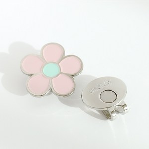 unplug 데이지 골프 볼마크 자석클립 Silver Frame, Indian Pink, 1개