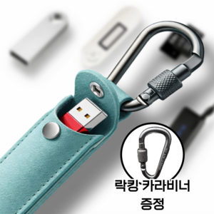 USB 케이스 휴대용 미니 파우치 키링, 1개, 민트