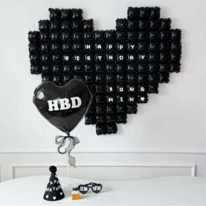 하피블리 올블랙 빅하트 생일파티 용품 세트, 블랙빅하트세트, 1개