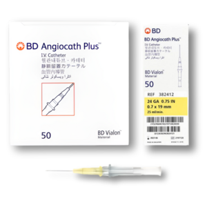 정맥 IV 카테터 백톤디킨슨 24G 안지오니들 Angio 혈관내튜브 카테타 주사, 1개, 24G/50개입