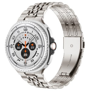 갤럭시워치9 8 호환 프리미엄 스테인리스 메탈 스트랩 밴드 40mm/44mm/클래식 46mm, 티타늄, 1개
