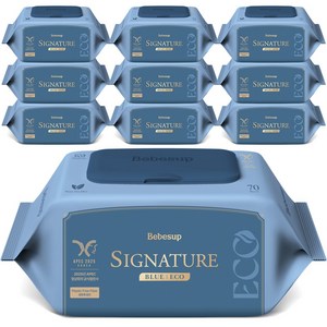 베베숲 시그니처 블루 에코 유아물티슈 캡형, 75g, 70매, 10개