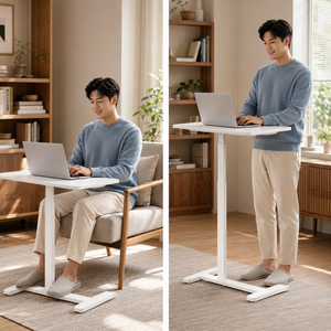 리빙체인지 높이조절 이동식 스탠딩 사이드 테이블, 01.화이트