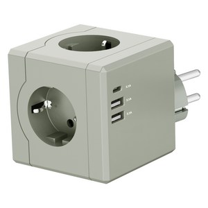 티메코 SF코팅 큐브 디자인 멀티탭 4000W 고용량 3구 (USB-A 2개 C타입 1개), 1개, 그레이, 7.6cm