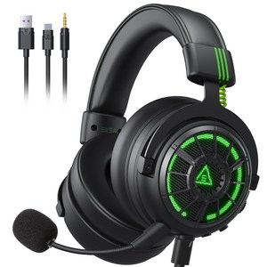 EKSA StarEngine Pro 게이밍 헤드셋 3D/7.1 서라운드 게임/음악 모드 노이즈 캔슬링 마이크 LED, E5000 Pro