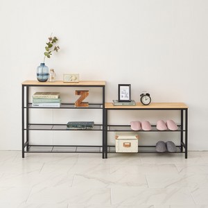 칼릭스 원목 철제 3단 4단 선반 현관 벤치 신발정리대, 4단800, 화이트, 1개