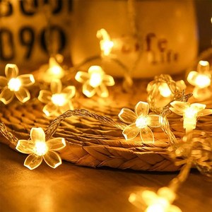 HK.sell 태양열 USB 벚꽃 전구, 22M 200구 황색, 1개