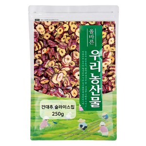 위아파머스 국산 건대추 슬라이스칩 국내산 대추채 대추편 대추슬라이스 대추칩 말린대추 대추과자, 1개, 250g