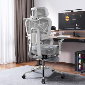 Xpanse LS900 발받침 및 3D 팔걸이 내장 메쉬 의자 좌석 깊이 조절 가능 컴퓨터/사무용/게이밍 겸용, 회색