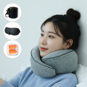 리빙미미 여행용 기내용 목베개 목쿠션 휴대용 메모리폼 여행 기내 승무원, 그레이