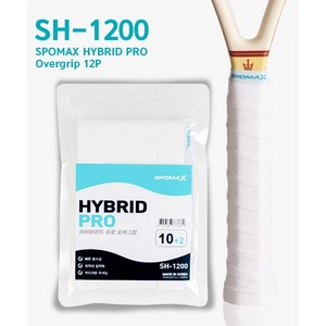 SPOMAX 하이브리드 프로 배드민턴 테니스 오버 그립 SH-1200 12p, 화이트, 1개