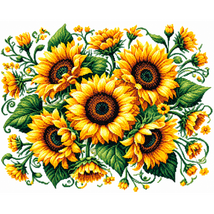 실십자수 50x40 해바라기 행운 햇살 풍요 따뜻한 재물운 들판 자수세트, 1개, 11ct (신형 도안)