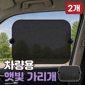 로니베이 차량 햇빛가리개 흡착식 자외선차단, 2개, 블랙