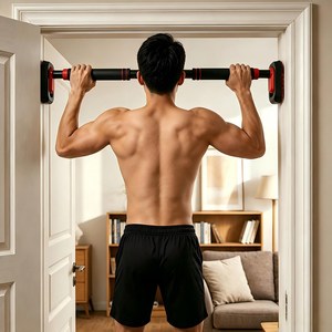 롱패드 세이프티 문틀철봉 최대 하중 540kg + 프리미엄 수평계 가정용 턱걸이 운동기구, 검정색