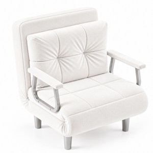 FABULCOZY 1인용 접이식 소파베드 등받이 조절 다용도 원룸 거실 침실용, 아이보리 65cm