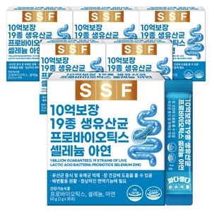 순수식품 19종 생유산균 프리 프로바이오틱스 셀레늄 아연, 60g, 6개