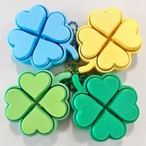UB toy 행운의 네잎 클로버 키캡 키링 4구 클리커 피젯토이 딸깍이, 5개, 랜덤