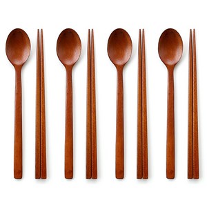 디온 대추나무 천연옻칠 한식 혼밥 캠핑 우드 수저 세트, 4세트, 숟가락1개+젓가락1쌍