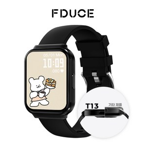 FDUCE 초슬림 통화가능 스마트워치 T13 운동 워치 한글판 웨어러블 GPS 1.75인치 t13, 블루투스, 4.445cm, fduce T13 블랙