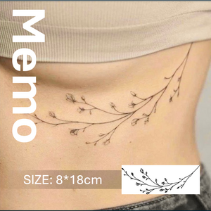 MEMO INK 타투 스티커 D168 고급스러운 반영구 문신 디자인 "잔잔한 꽃가지", 1개