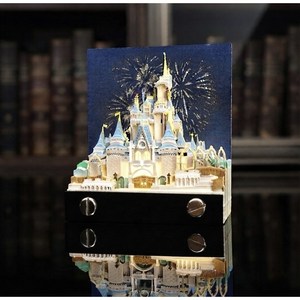 신데렐라 성 3D 입체 메모지 LED 조명 (쇼핑백+편지 카드), 1개, 146매