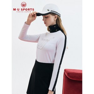 MU SPORTS 여성 오픈 하이넥 기모 티셔츠 화이트 MUW54TS1WH
