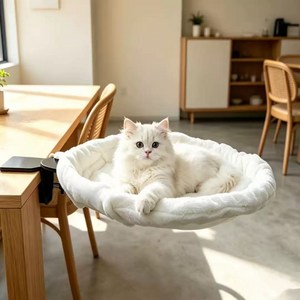 HeyHome 편안한 책상옆 반려묘 침대 무타공 접이식 고양이 해먹 세탁기 사용, 1개, 화이트