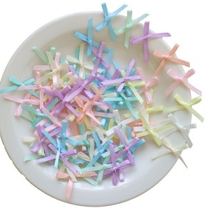 고급 미니 완성 리본 선물 포장 완제품 장식 3cm, 100개, 파스텔 8종