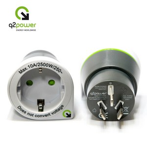 Q2 POWER Europe to Australia 호주 중국 뉴질랜드 호환 어댑터, 1개