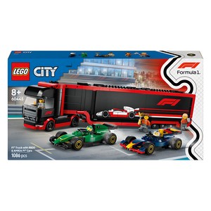 레고 시티 60445 F1 트럭과 RB20 앤 AMR24 F1 레이스 카, 1세트, 혼합색상