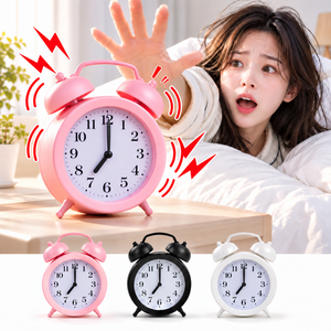 소리브 초강력 알람시계 시끄러운 자명종 늦잠방지 탁상시계 큰숫자판, 핑크