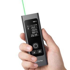 ProTap 녹색 레이저 거리측정기 50M 업그레이드 초정밀 줄자 면적 체적 각도 측정 수평 디스플레이 1.4인치 스크린 Type-C 충전 MS1, 1개