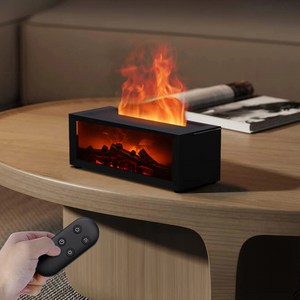 HK.sell 셀레네 벽난로 오로라 가습기 리모컨 무드등, 블랙, 20250601