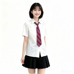 IDEAER 봄여름 대만 교복 흰색 와이셔츠 주름치마 세트