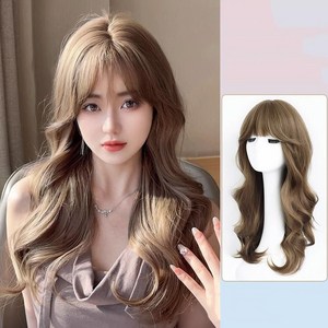 FANSYLI 여자 장발 가발 물결 가발 패션 가발 전체가발2601K37, 1개, 리넨