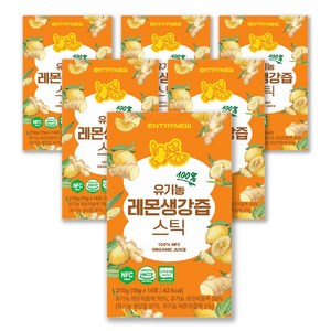 엔트리뉴 유기농 레몬생강즙 원액 100%스틱 레몬진저 NFC착즙, 6박스, 210g