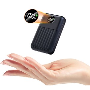 THOUSTA 대용량 보조배터리 3포트 고속충전 20000mAh PD 22.5W QC3.0 잔량표시 + 20W C타입 케이블, 블랙