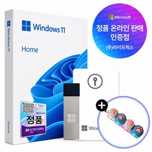[한국MS정품인증점] 마이크로소프트 윈도우11 Home FPP 처음사용자용 USB 인증키 영구버전 + 키캡 키링 패키지, 윈도우11Home + 키캡 키링 패키지