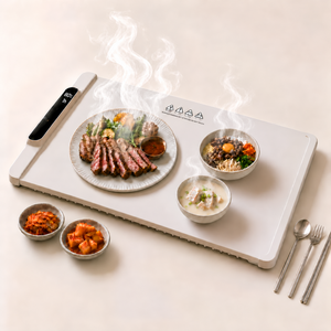 푸드워머 접이식 6가지 모드 타이머 음식 워머 2-3인용 집들이 선물, 65*38cm 화이트